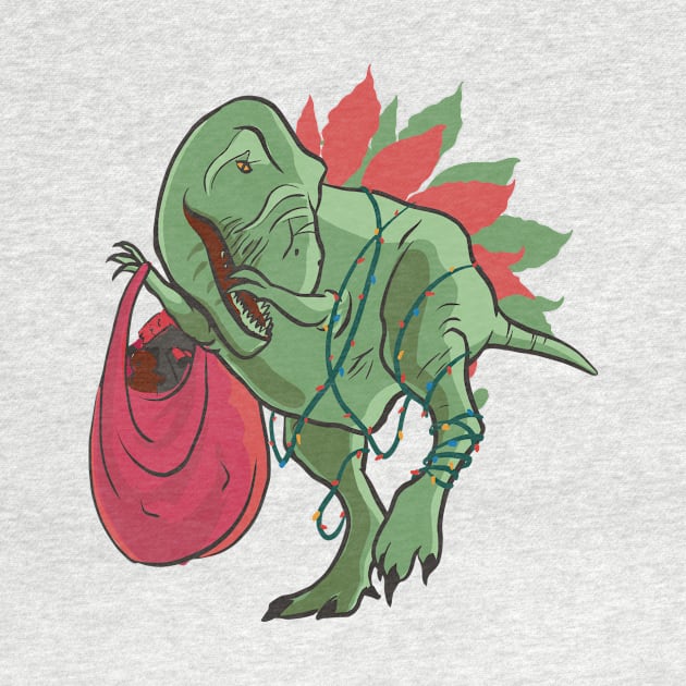 Christmas Tyranosaurus Dabbing Realistic Style by LindenDesigns